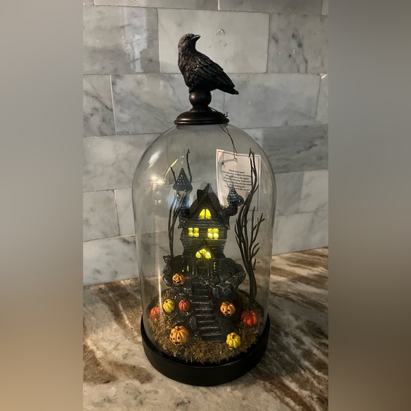 Martha Stewart Halloween Haunted House Light Up LED Glass Cloche Pumpkins New - Picture 3 of 15